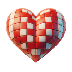 Fototapete - 3d 2d Heart element with checkered texture and strings Festa Junina de São João for composition 1
