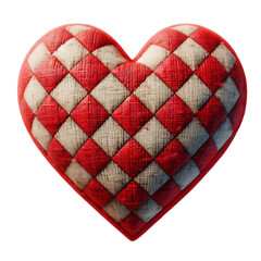 Fototapete - 3d 2d Heart element with checkered texture and strings Festa Junina de São João for composition 1
