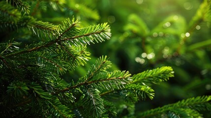 Sticker - Green branches of fir trees serve as a backdrop