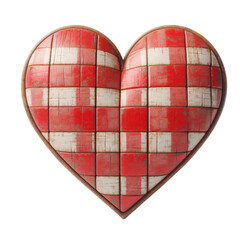 Fototapete - 3d 2d Heart element with checkered texture and strings Festa Junina de São João for composition
