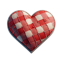 Fototapete - 3d 2d Heart element with checkered texture and strings Festa Junina de São João for composition
