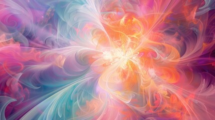 Wall Mural - A vibrant burst of colors against a canvas of swirling, ethereal patterns, creating a captivating image.