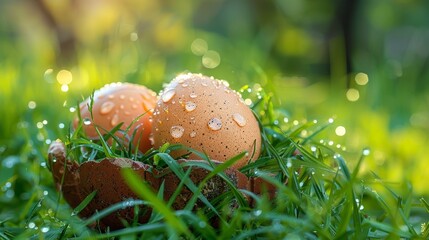 Wall Mural - egg, green grass