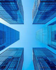 Wall Mural - looking up view of tall buildings