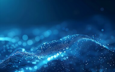 Poster - Abstract blue digital background with dots and lines, futuristic technology concept, AI or big data theme
