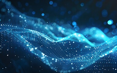 Poster - Abstract blue digital background with dots and lines, futuristic technology concept, AI or big data theme
