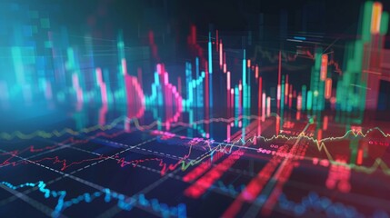 Poster - An abstract depiction of a stock market chart showcasing fluctuating trends and patterns that impact financial investments.