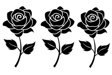 Wall Mural - rose flower set silhouette vector illustration