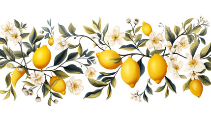 Wall Mural - A lemon illustration Isolated on transparent background, png, cut out.