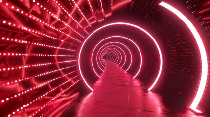 Poster - Futuristic tunnel with a pathway leading towards the light at the end