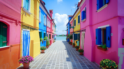 Wall Mural - Colorful streets and colorful houses