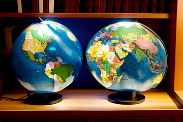 Wall Mural - Big set of maps and globes. Pins collection. Different effects. Transparent Vector illustration