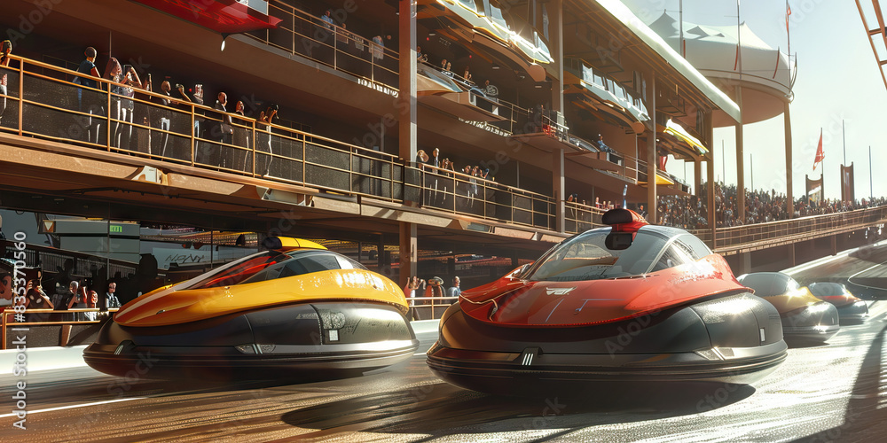 Hovercar Racing Track: A racing track for hovercars, with spectators ...