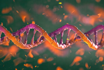 Wall Mural - dna strands in front of the flames sparks, dna wallpaper.