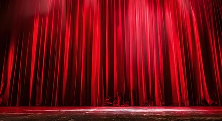 Wall Mural - Dramatic red curtains spotlight stage ideal for theatrical or entertainment concepts. Concept Dramatic Lighting, Red Curtains, Entertainment Concept, Theatrical Stage, Spotlight Stage