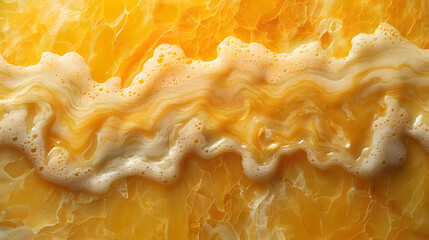 Poster - Golden Fluid Abstract Background with Waves and Particles