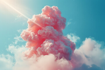 Aufkleber - Cotton candy shaped like a fluffy cloud, with a rainbow streaming through it,
