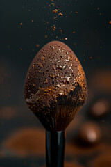 Poster - Macro view of a beauty blender applying foundation, capturing the smooth application and even texture,