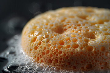 Poster - Detailed shot of a makeup sponge blending concealer under the eye, highlighting the smooth transition,