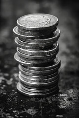 Aufkleber - A series of coins stacking up higher and higher, representing increasing revenue and profits,