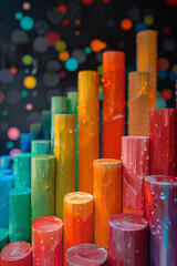 Poster - A series of bar graphs that grow taller and more colorful, representing quarterly growth,
