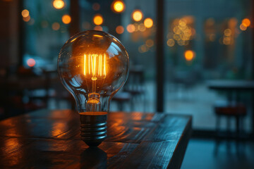 Aufkleber - An animation of a light bulb turning on over a conference table, representing brainstorming sessions,
