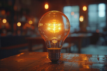 Poster - An animation of a light bulb turning on over a conference table, representing brainstorming sessions,