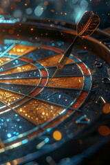 Leinwandbilder - An animation of a dart hitting a bullseye, symbolizing the focus and precision of strategic planning,