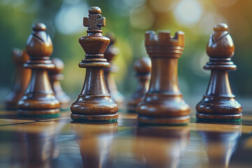 Leinwandbilder - An animation of a chessboard, with pieces moving strategically to represent thoughtful business planning,