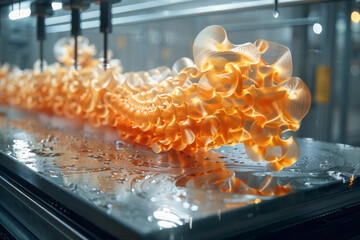 Poster - A sequence showing a 3D printer in action, creating a complex object layer by layer,