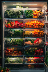 Poster - A visual of a smart refrigerator that tracks food inventory and suggests recipes,