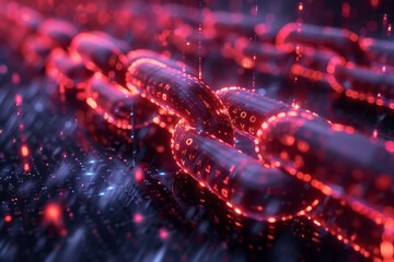 Poster - An animation of a blockchain network, illustrating secure and transparent transactions,