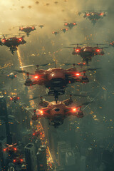 Poster - An animation of a cutting-edge drone swarm used for disaster relief and rescue operations,