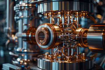 Poster - A close-up of a quantum computer, showcasing its intricate design and components,