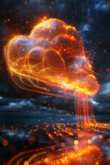 Poster - a visual of a cloud icon with data streams flowing into it from various devices, symbolizing cloud s