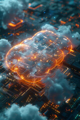 Poster - An animation of a mobile device backing up data to the cloud, with progress indicators,