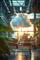 Poster - A visual of an office environment with devices seamlessly connected to the cloud for collaboration,
