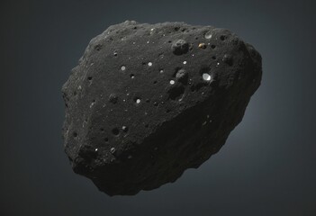 black meteorite rock particle, illustration