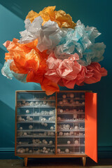 Poster - A visual of a cloud storage solution with different file types being uploaded and organized,