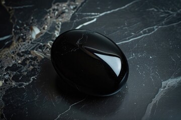 Poster - a computer mouse sits on a white marble table with a simple and clean design