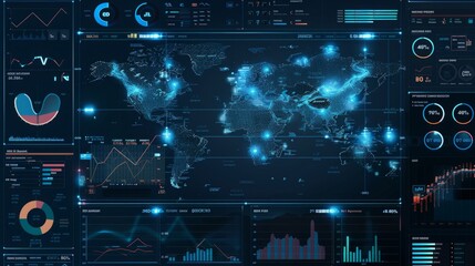 Poster - A large screen displaying a detailed map of the world, showcasing continents, countries, and geographical features.