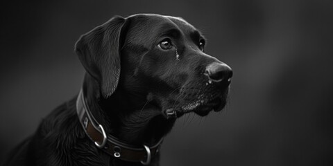 A close-up view of a black dog wearing a collar