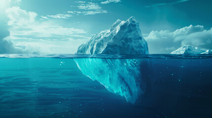 Aufkleber - Tranquil sea revealing the mysterious depths of an iceberg's hidden beauty