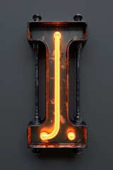 Wall Mural - A single lit up letter J on a black background, great for adding some creative flair to your designs