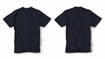 Wall Mural - Template for a navy blue T-shirt design with nothing neat, mockup for printing. T-shirt front view isolated on white.