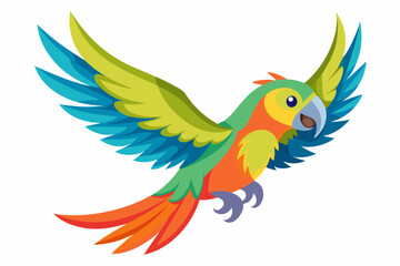 Sticker - flying psittacine bird vector illustration