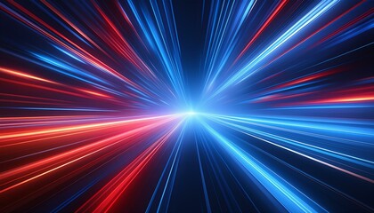 Wall Mural - Futuristic speed motion with blue and red rays of light abstract background