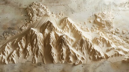 Wall Mural - Japanese-style stucco molding on the wall, mountains
