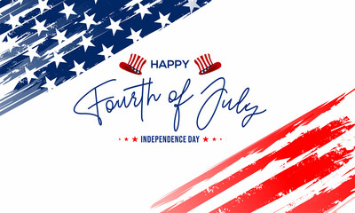 Happy Fourth of july Vector illustration. American Independence Day greeting card, banner, poster with United States flag, stars and stripes. 