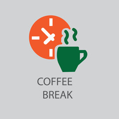 Sticker - Green Coffee cup icon and coffee break text